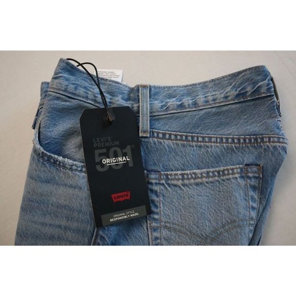 Levi's 501 Sz 26x30 Blue Canyon Kings Button Fly Straight Leg Denim Jeans $98 - Picture 6 of 9